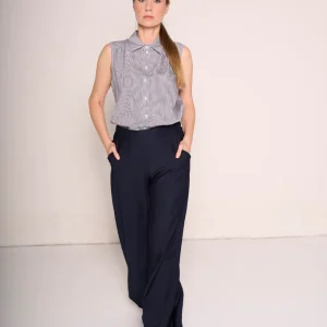 Pantaloni a vita alta con gamba ampia