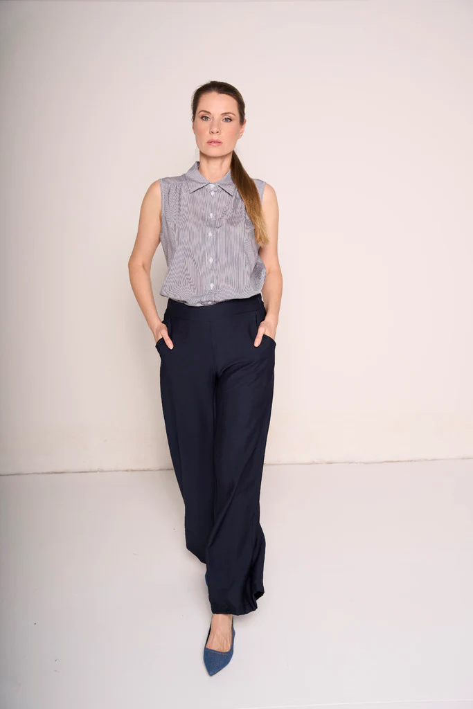 Pantaloni a vita alta con gamba ampia - immagine 2