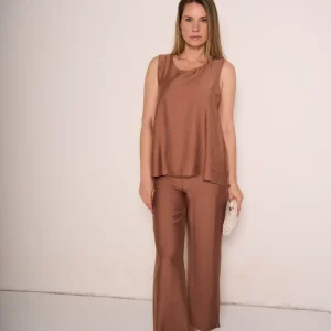 Pantaloni relax in misto cotone con tasche