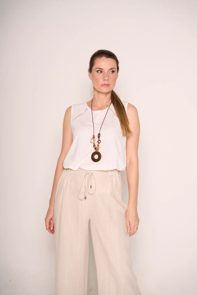Pantaloni palazzo in tessuto naturale - immagine 3