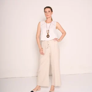 Pantaloni palazzo in tessuto naturale