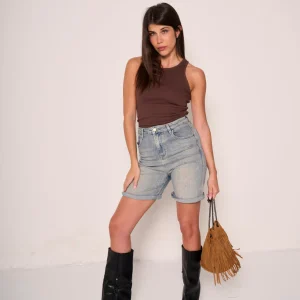 Bermuda in denim a vita alta