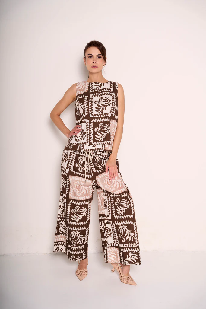 Pantaloni palazzo con fantasia