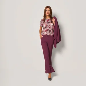 Pantaloni svasati in crêpe donna