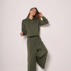 Pantalone donna a gamba ampia con vita elasticizzata