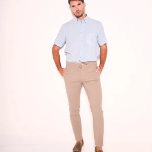 Pantalaccio in misto lino con coulisse e pences