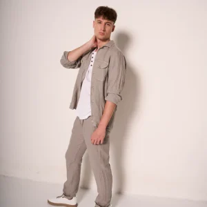 Pantaloni estivi uomo in lino sabbia