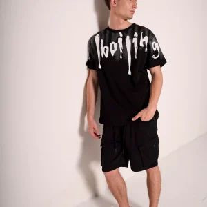 Cargo Shorts neri stile utility