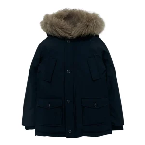 PARKA BLU CON BOTTONI E COLLO DI PELLICCIA CANADIAN