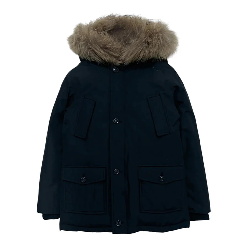 PARKA BLU CON BOTTONI E COLLO DI PELLICCIA CANADIAN - immagine 2