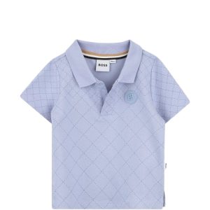 POLO AZZURRO POLVERE CON LOGO GOMMATO BOSS