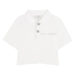 POLO BIANCA CON BOTTONI A FORMA DI FIORE IN STRASS MARC JACOBS