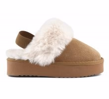 SABOT BEIGE CON PELLICCIA BIANCA COLORS OF CALIFORNIA