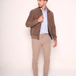 Mocassino in pelle scamosciata tortora