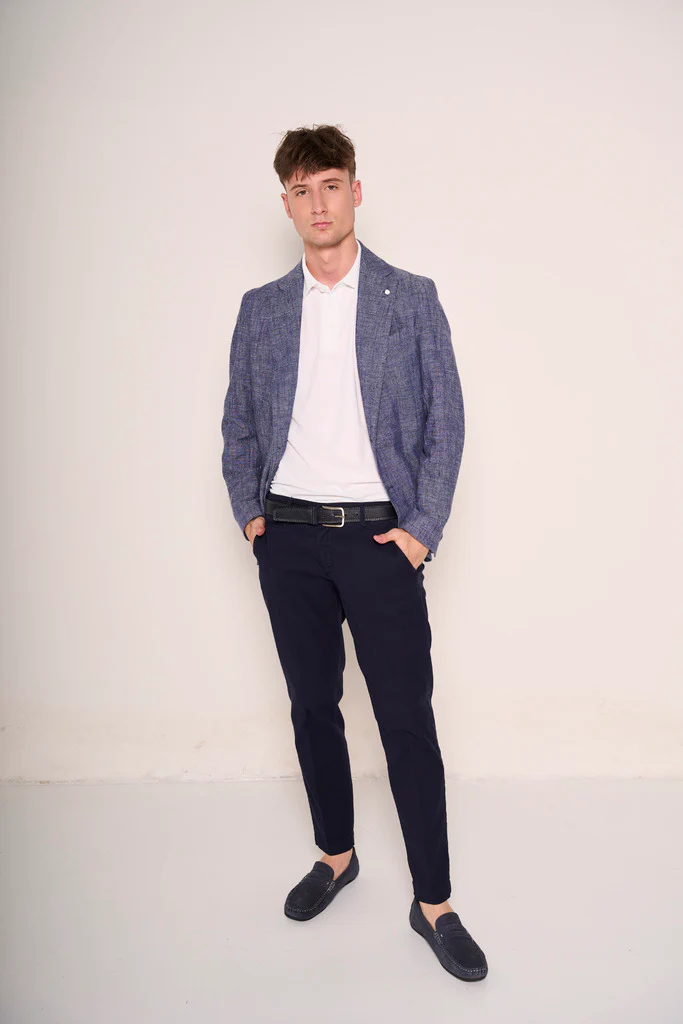 Mocassini uomo in camoscio blu Stile casual raffinato - immagine 2