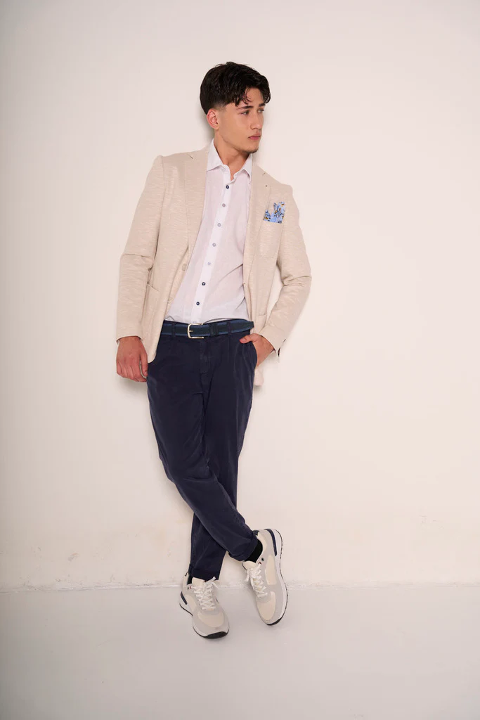 Sneakers retrò uomo in tela e suede bianco panna grigio - immagine 4