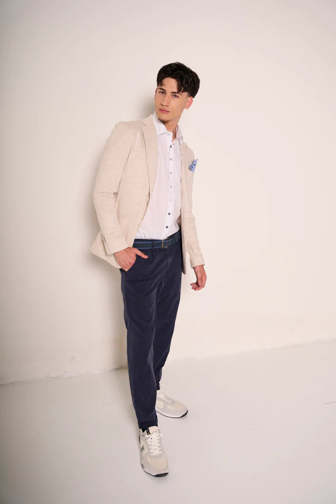 Sneakers retrò uomo in tela e suede bianco panna grigio - immagine 2