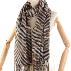 Sciarpa fantasia taupe con frange