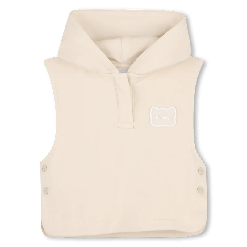 SET DI T-SHIRT+FELPA+BERMUDA BEIGE CON LOGO GOMMATO BIANCO BOSS - immagine 4