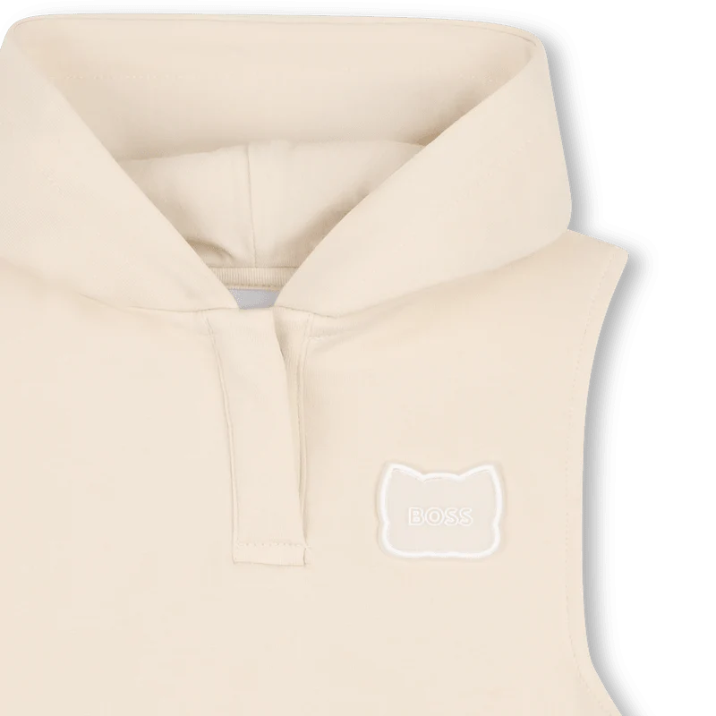 SET DI T-SHIRT+FELPA+BERMUDA BEIGE CON LOGO GOMMATO BIANCO BOSS - immagine 8