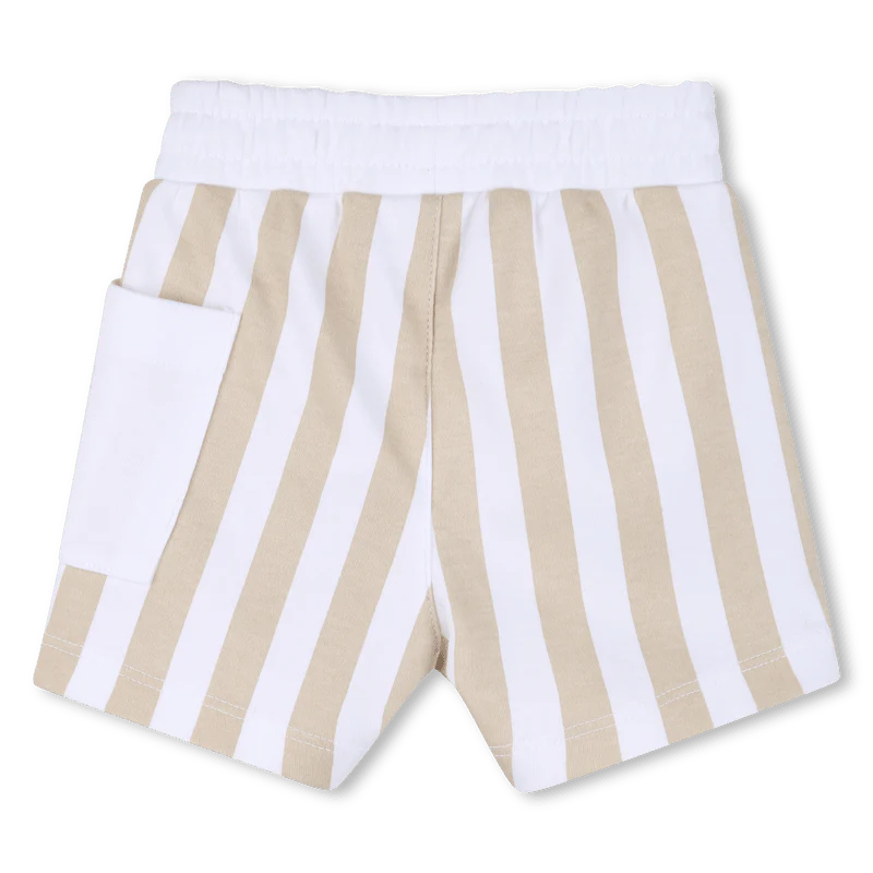 SET T-SHIRT + BERMUDA A RIGHE BIANCO E BEIGE BOSS - immagine 8