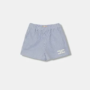 SHORTS A RIGHE BIANCO E AZZURRO CON LOGO RICAMATO ELISABETTA FRANCHI