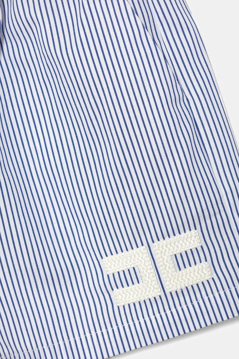 SHORTS A RIGHE BIANCO E AZZURRO CON LOGO RICAMATO ELISABETTA FRANCHI - immagine 4