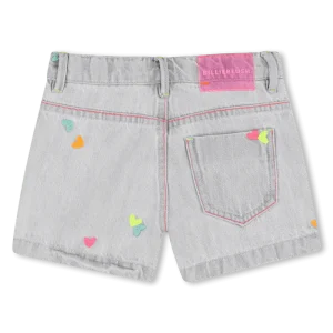 SHORTS IN DENIM GRIGIO CON CUORI FLUO BILLIEBLUSH