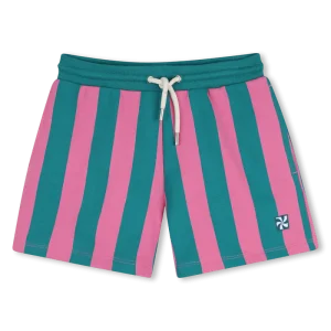 SHORTS IN FELPA A RIGHE ROSA E VERDE OLIVA KIDS AROUND