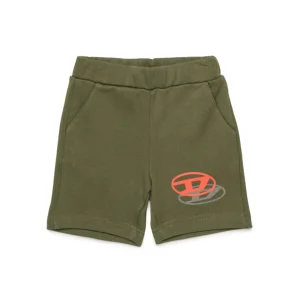 SHORTS IN FELPA VERDE CON LOGO DIESEL