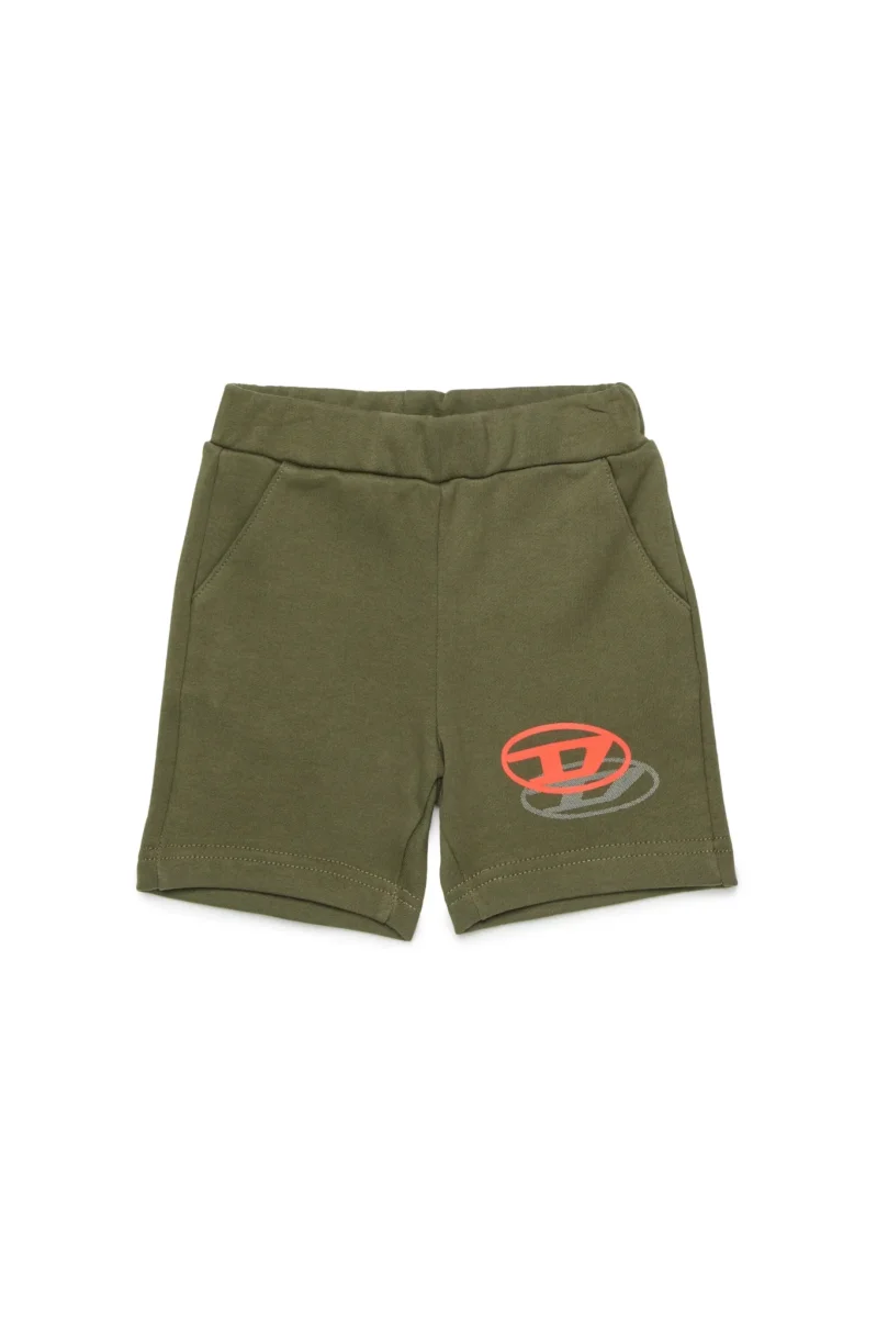 SHORTS IN FELPA VERDE CON LOGO DIESEL