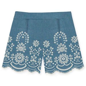 SHORTS MC2 SAINT BARTH IN LINO BLU IN PIZZO SANGALLO