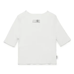 T-SHIRT A COSTINE BIANCA CON LOGO MAISON MARGIELA