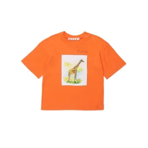 T-SHIRT ARANCIONE CON STAMPA MARNI