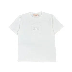 T-SHIRT AVORIO CON LOGO IN RICAMO ELISABETTA FRANCHI