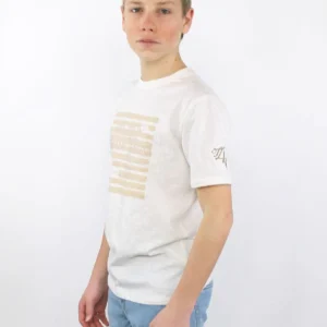 T-shirt con stampa e scritte in rilievo