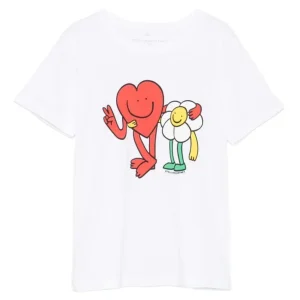 T-SHIRT BIANCA CON CUORE E FIORE STELLA MCCARTNEY
