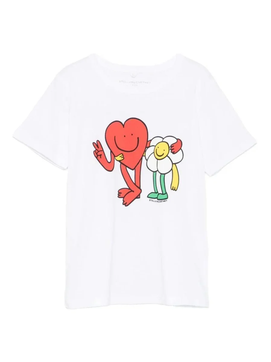 T-SHIRT BIANCA CON CUORE E FIORE STELLA MCCARTNEY - immagine 2