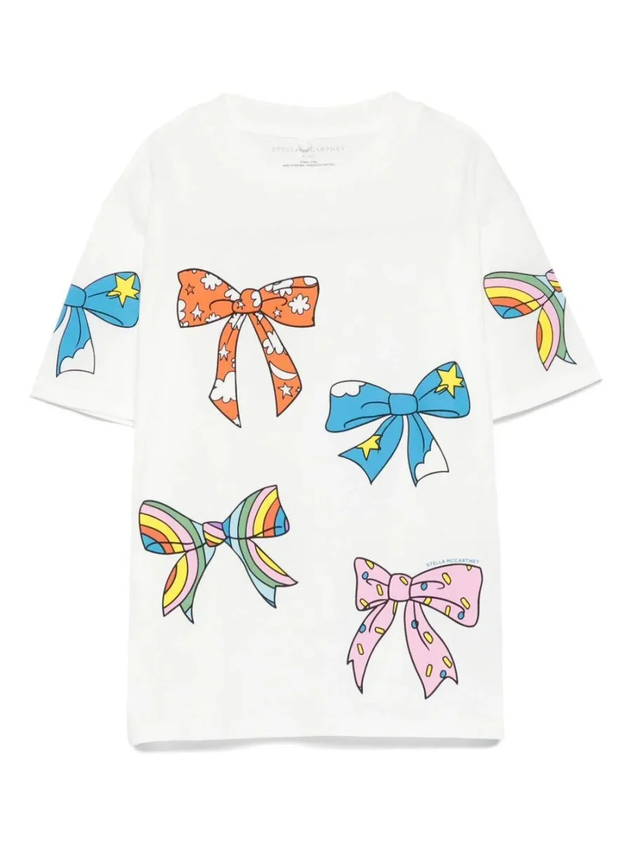 T-SHIRT BIANCA CON FIOCCHI COLORATI STELLA MCCARTNEY - immagine 2