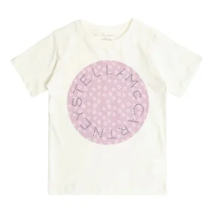 T-SHIRT BIANCA CON LOGO CIRCOLARE A FIORI STELLA MCCARTNEY