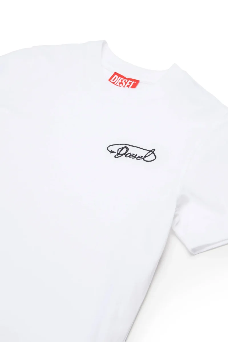 T-SHIRT BIANCA CON LOGO CORSIVO NERO DIESEL - immagine 4