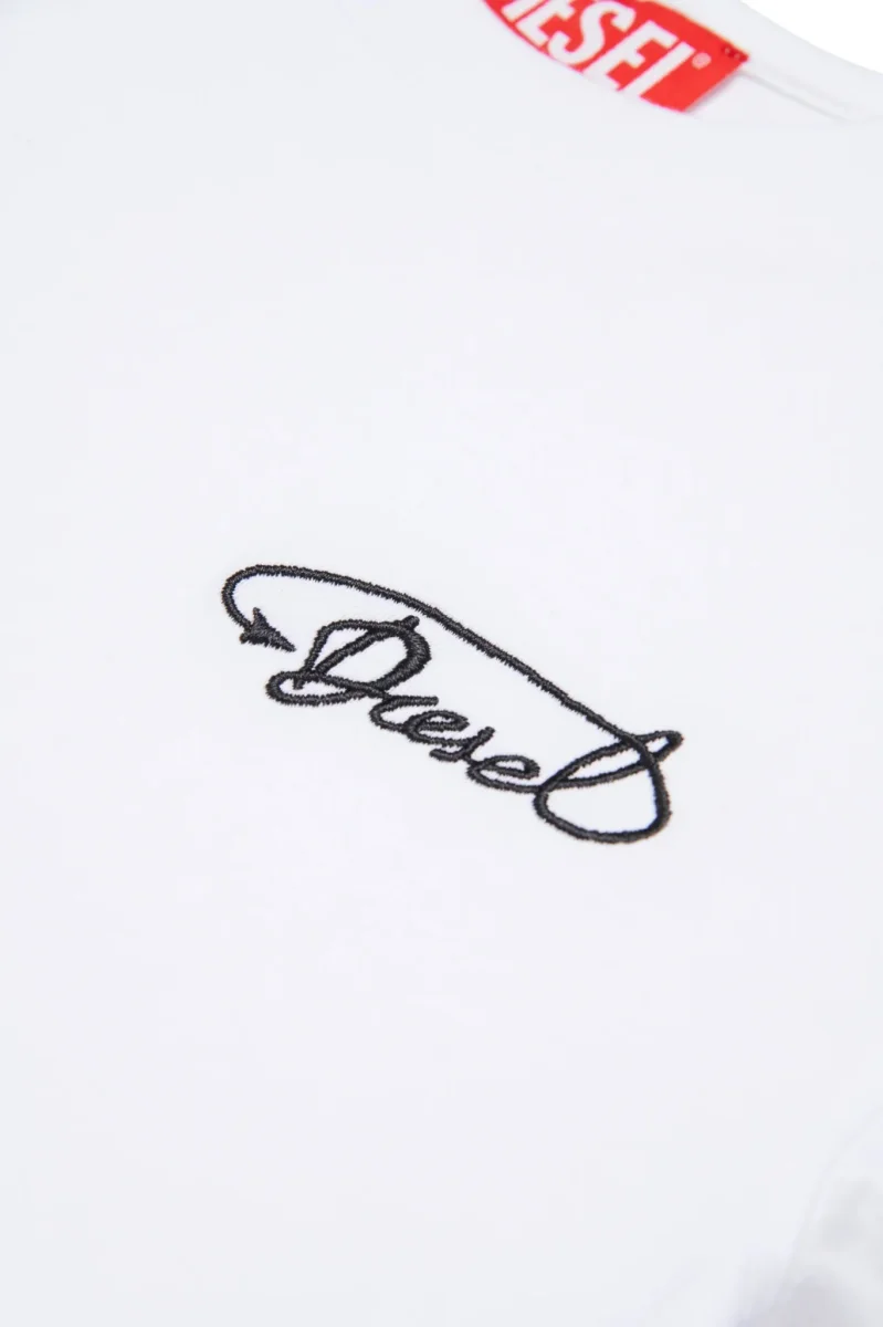 T-SHIRT BIANCA CON LOGO CORSIVO NERO DIESEL - immagine 5