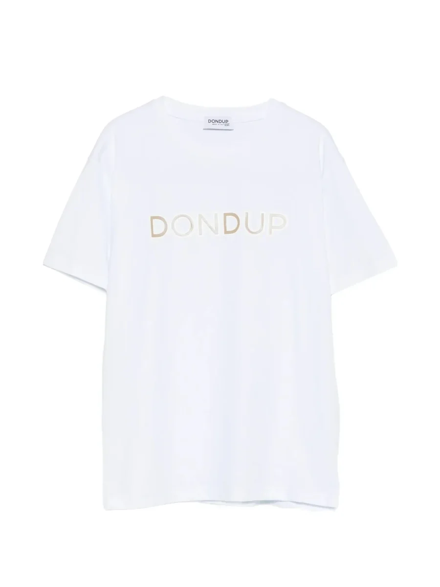 T-SHIRT BIANCA CON LOGO GOMMATO BEIGE DONDUP - immagine 2
