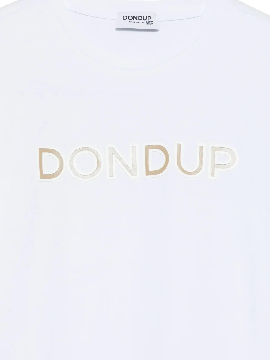 T-SHIRT BIANCA CON LOGO GOMMATO BEIGE DONDUP - immagine 4