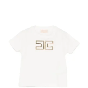 T-SHIRT BIANCA CON LOGO IN ORO ELISABETTA FRANCHI
