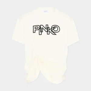 T-SHIRT BIANCA CON LOGO NERO PINKO