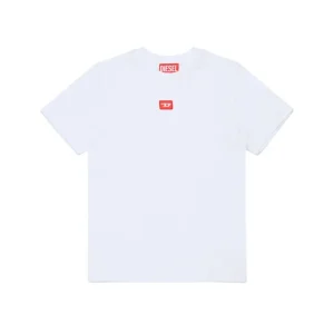 T-SHIRT BIANCA CON LOGO ROSSO DIESEL
