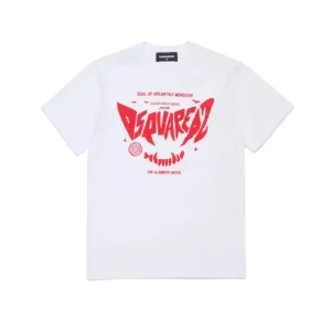 T-SHIRT BIANCA CON LOGO ROSSO DSQUARED2