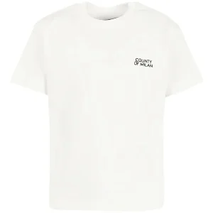 T-SHIRT BIANCA CON LOGO SUL DAVANTI NERO MARCELO BURLON