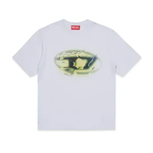 T-SHIRT BIANCA CON LOGO VERDE DIESEL